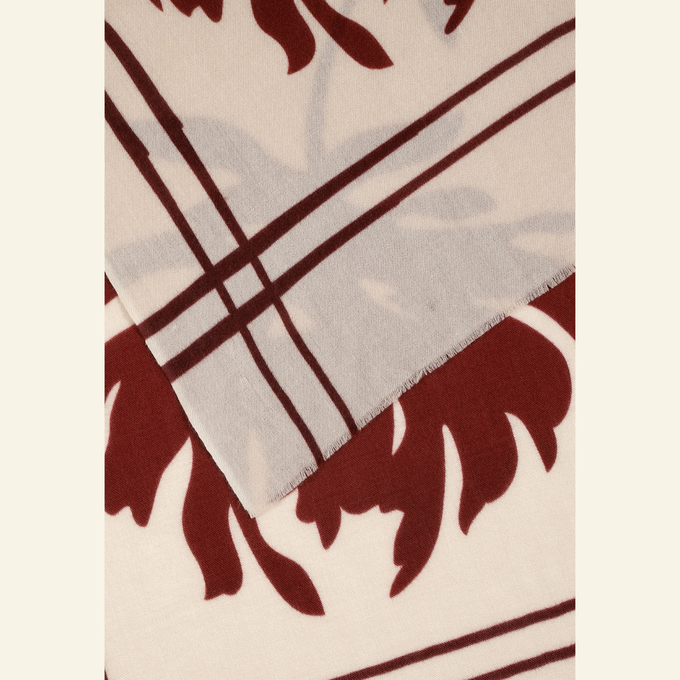 Luxury Wool-Silk Scarf – Hand-Painted Sand with Rust & Amber Floral Accents from Heritage Moda