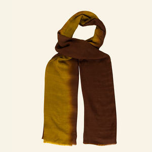 Khaki and Brown Ombré Cashmere Scarf from Heritage Moda
