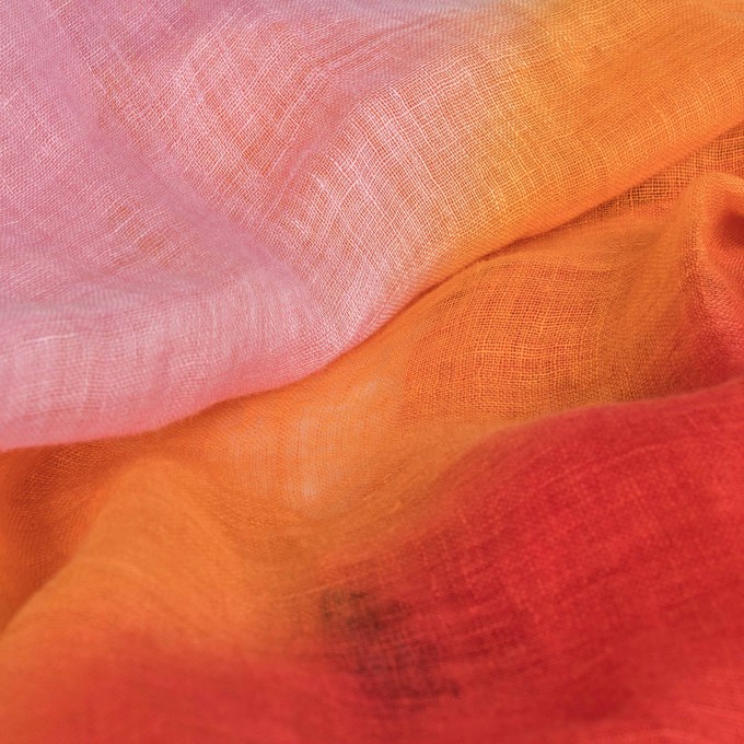 Orange Pink Ombré Linen Scarf from Heritage Moda
