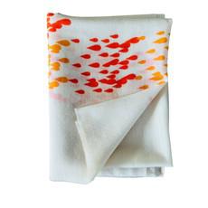 Ivory Orange Playful Print Wool Silk Scarf via Heritage Moda