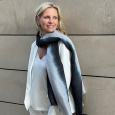 Unisex Featherlight Grey Black Wool Silk Scarf via Heritage Moda