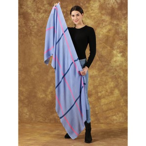 Handpainted Light Blue Wool Silk Scarf from Heritage Moda