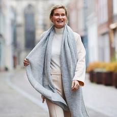 Handknit Soft Light Grey Alpaca Scarf via Heritage Moda