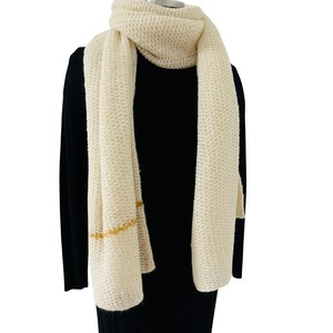Handmade Cream White Pure Alpaca Scarf from Heritage Moda