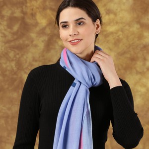 Handpainted Light Blue Wool Silk Scarf from Heritage Moda