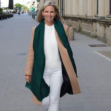 Featherlight Midnight Green Handwoven Wool Silk Scarf via Heritage Moda