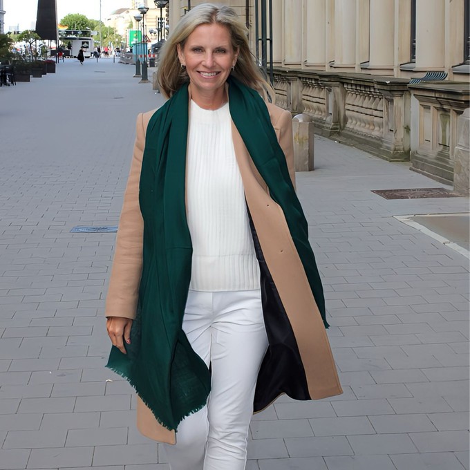 Featherlight Midnight Green Handwoven Wool Silk Scarf from Heritage Moda