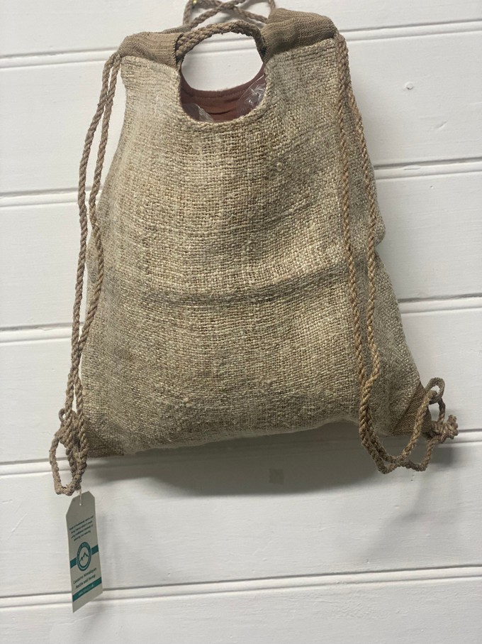 100% Hemp tote & drawstring bag with handle from Himal Natural Fibres