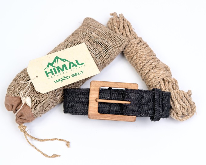 Hemp Belt with Wooden Buckle Mens from Himal Natural Fibres