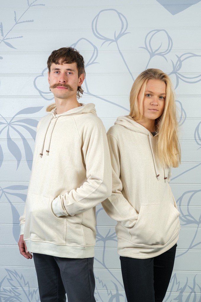 Mens Hemp and Cotton fleece Hoody - Cream Jumper from Himal Natural Fibres