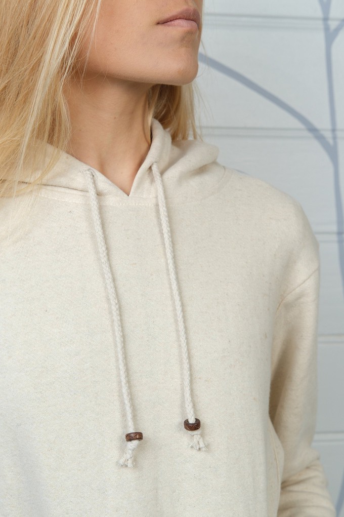 Ladies Hemp and Cotton fleece Hoody - Cream Jumper from Himal Natural Fibres