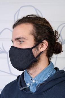 Large Hemp & Organic Cotton Face mask, Three Layer - Made of 100% natural fibres and natural dyes in Nepal - Blue, White, black and green van Himal Natural Fibres