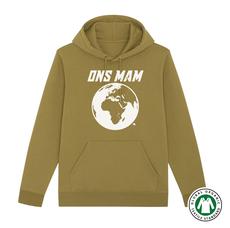BIO Hoodie olijfolie – ONS MAM (unisex, S/M/L) via Je Moeder