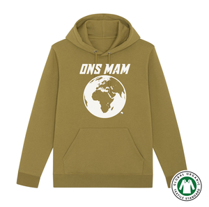 BIO Hoodie olijfolie – ONS MAM (unisex, S/M/L) from Je Moeder