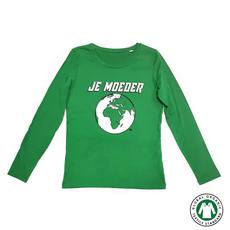 BIO Longsleeve Groen of Spaceblauw (strak, S/M/L/XL) via Je Moeder