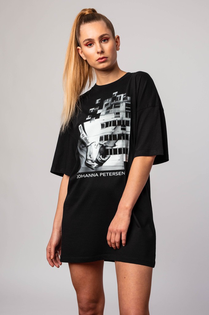 BLACK JAILED T-SHIRT DRESS from JOHANNA PETERSEN