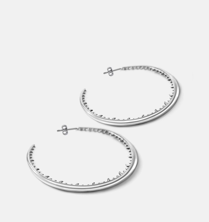 Large Bali hoop earrings | Sterling Silver - White Rhodium from Joulala