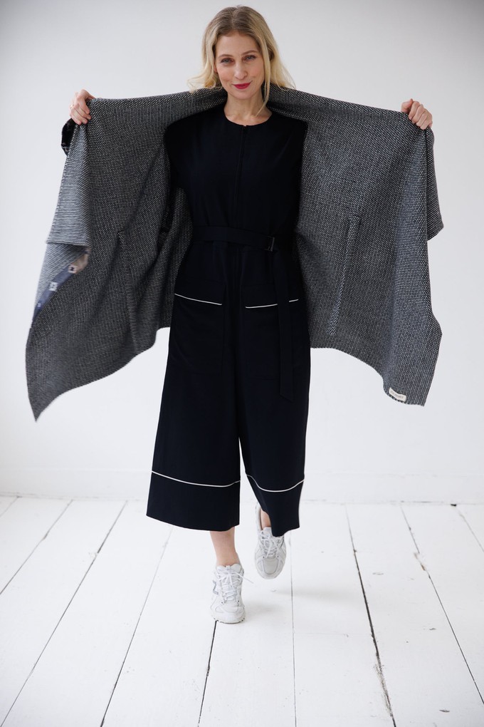 NEW! Wool Cape Coat Cocoon Black White from JULAHAS