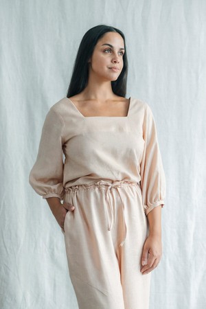Hemp/Tencel Blouse Nalini Sand from Jyoti - Fair Works