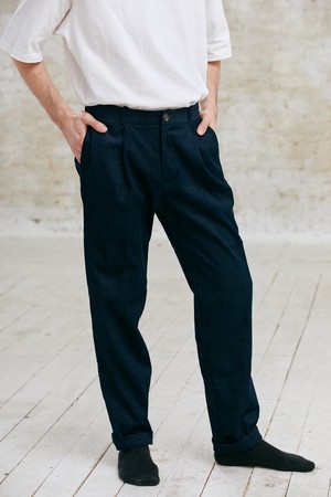 Organic cotton corduroy trousers Sameer night blue from Jyoti - Fair Works