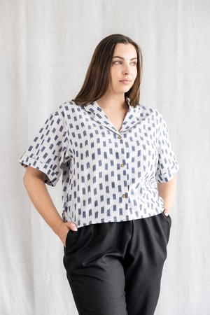Organic Cotton Blouse Avani Ikat White from Jyoti - Fair Works