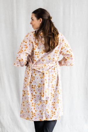 Organic Cotton Cardigan Rohana Blockprint Flowers from Jyoti - Fair Works