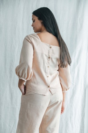 Hemp/Tencel Blouse Nalini Sand from Jyoti - Fair Works