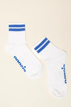 Popeia Organic Cotton Socks Ankle Blue Stripes via Jyoti - Fair Works
