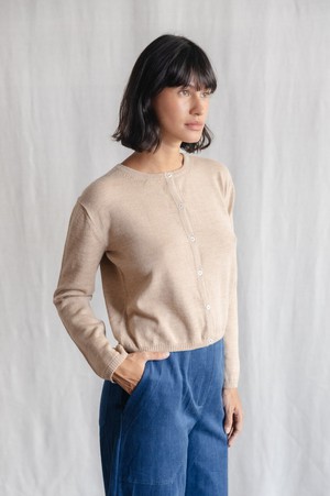 Baby Alpaca Knitted Cardigan Navan Beige from Jyoti - Fair Works