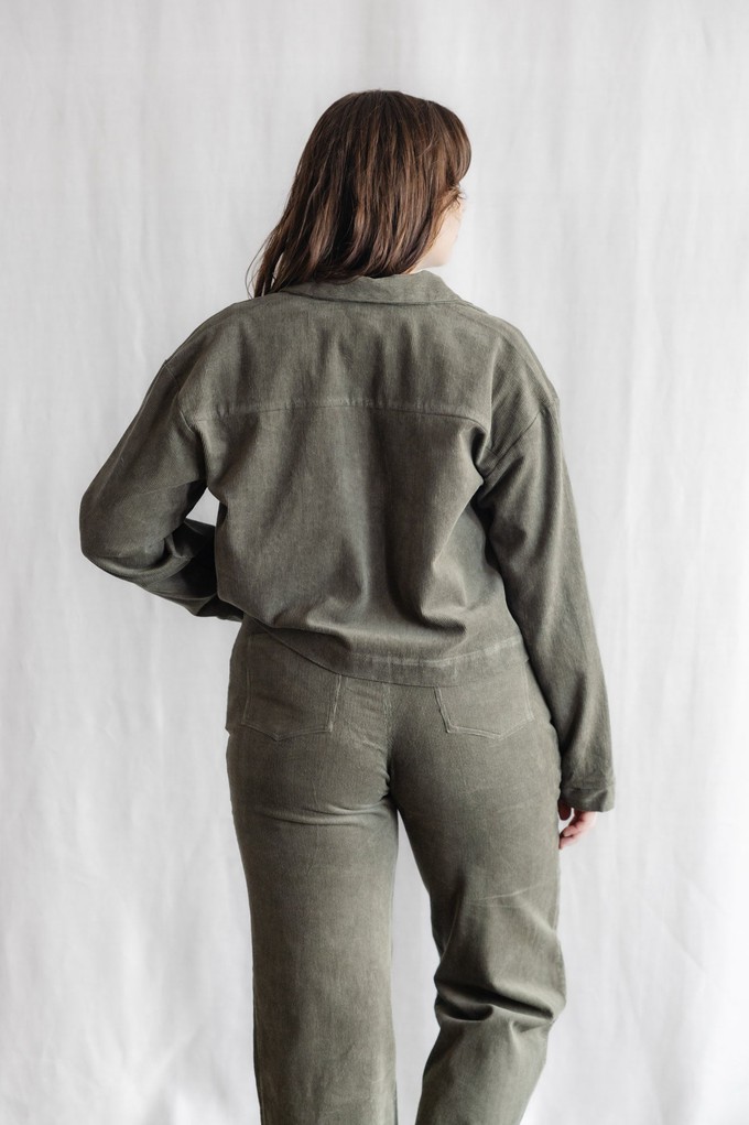 Organic cotton corduroy shacket Mayur pistachio from Jyoti - Fair Works