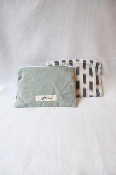 Cotton pouch Thanjavur Mint/ Ikat White via Jyoti - Fair Works
