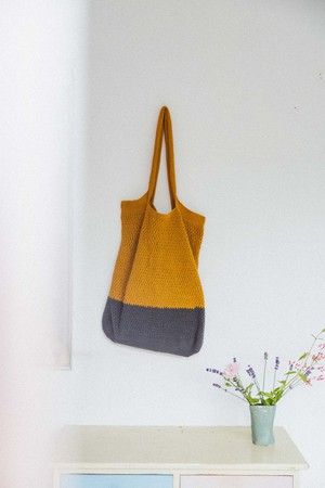 Organic cotton shopper Meesu curry/grey from Jyoti - Fair Works