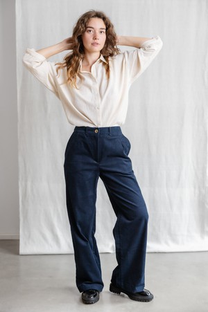 Organic Cotton Corduroy Pants Suhrutam Midnight Blue from Jyoti - Fair Works