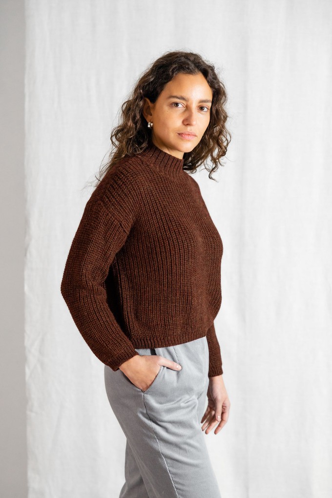 Baby Alpaca Turtleneck Knit Sweater Tacna Chocolate from Jyoti - Fair Works