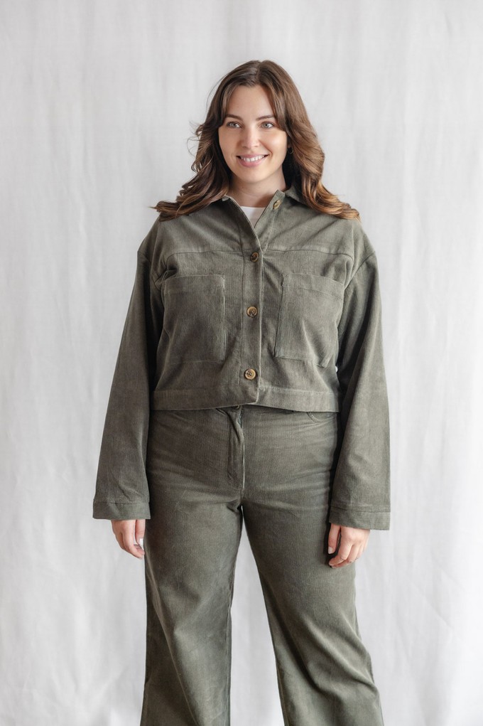 Organic cotton corduroy shacket Mayur pistachio from Jyoti - Fair Works