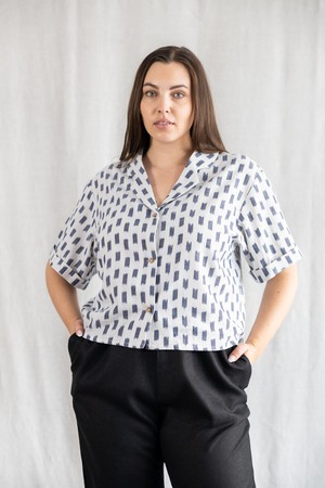 Organic Cotton Blouse Avani Ikat White from Jyoti - Fair Works