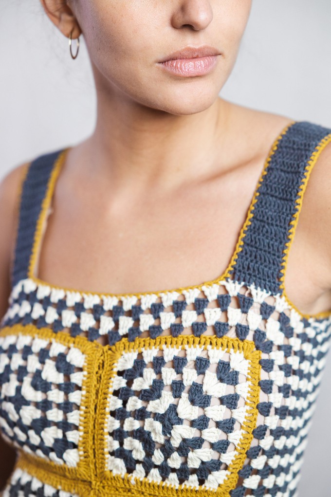 Organic cotton crochet top Sashi Blue from Jyoti - Fair Works