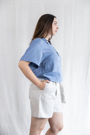 Organic Cotton Blouse Avani Satin Blue from Jyoti - Fair Works