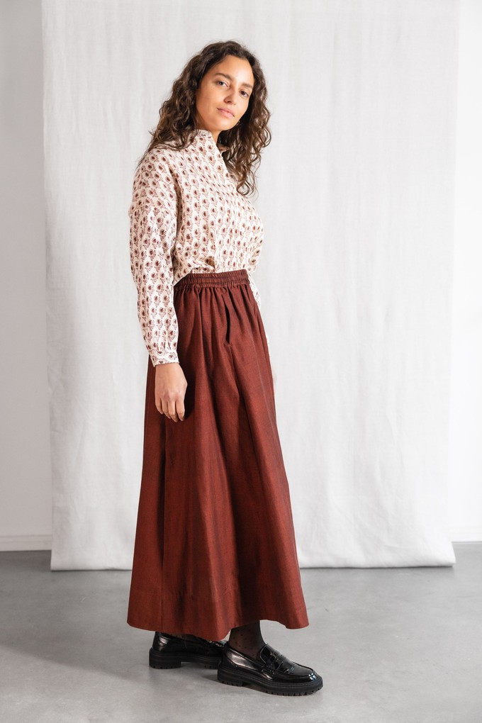 Organic cotton maxi skirt Jharna Rum-Raisin from Jyoti - Fair Works
