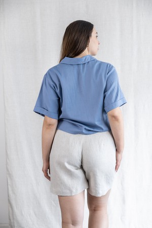 Organic Cotton Blouse Avani Satin Blue from Jyoti - Fair Works
