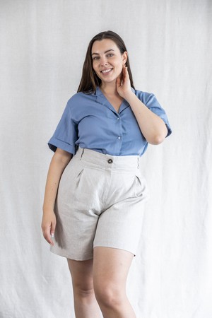 Organic Cotton Blouse Avani Satin Blue from Jyoti - Fair Works