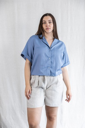 Organic Cotton Blouse Avani Satin Blue from Jyoti - Fair Works