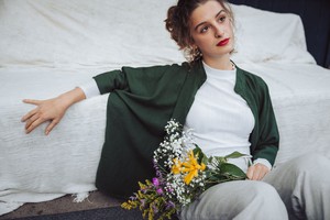 Cotton cardigan Chandrama Olive from Jyoti - Fair Works
