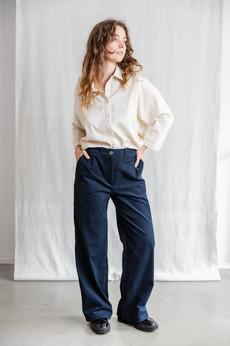 Organic Cotton Corduroy Pants Suhrutam Midnight Blue via Jyoti - Fair Works