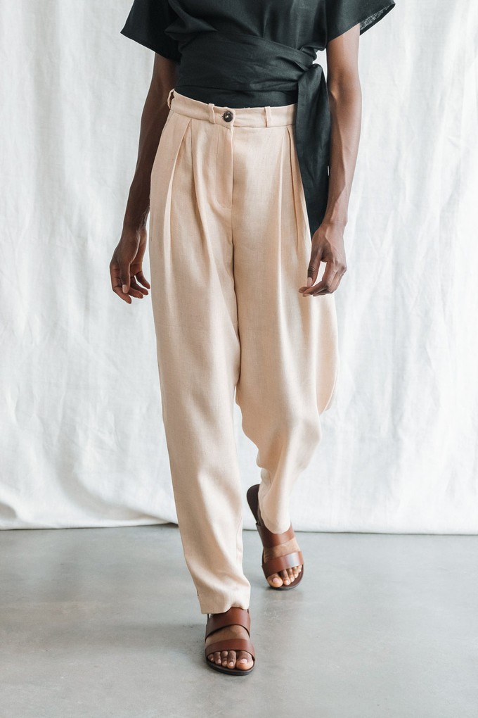 Hemp/Tencel pleated trousers Vishraam Sand from Jyoti - Fair Works