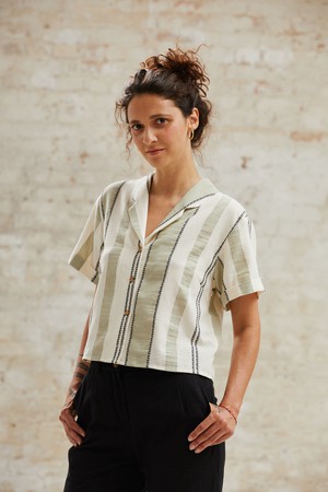 Cotton Blouse Avani Weave Pattern Green from Jyoti - Fair Works