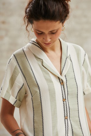 Cotton Blouse Avani Weave Pattern Green from Jyoti - Fair Works