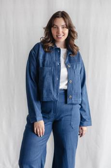 Organic cotton denim Shacket Mayur Denim via Jyoti - Fair Works