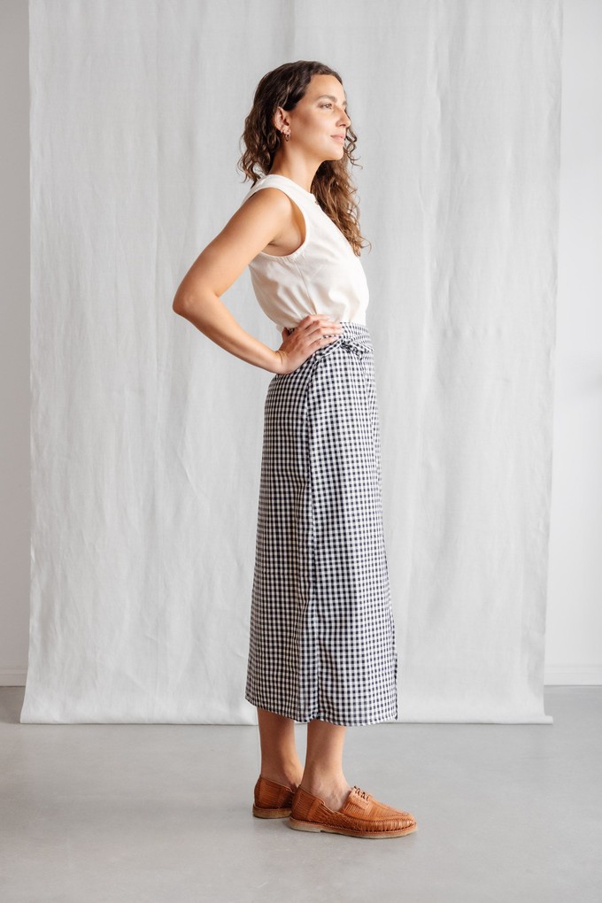 Organic cotton wrap skirt Tanvi checked from Jyoti - Fair Works