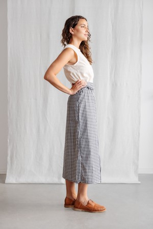 Organic cotton wrap skirt Tanvi checked from Jyoti - Fair Works